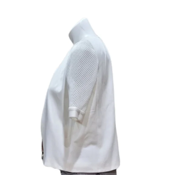 Nine West White Cardigan Short Sleeve Jacket Women's Sz 8 - Picture 4 of 13